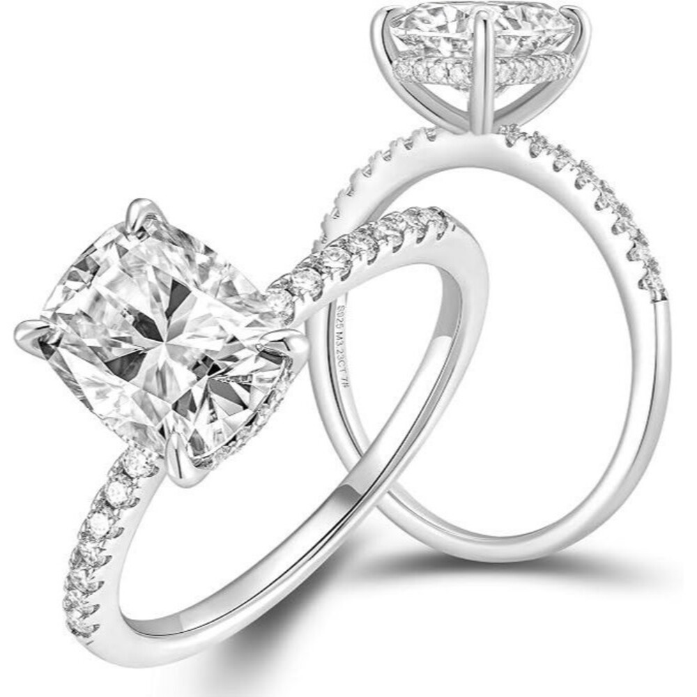 3ct Elongated Cushion Cut Moissanite Engagement Ring, Solitaire Engagement Ring